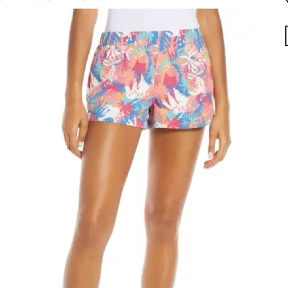 Patagonia Women's Tropical Print Athletic Shorts - Pink, Blue, Coral